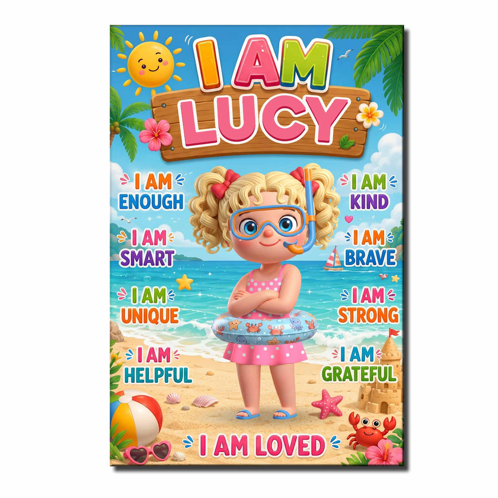 Personalized Beach Girl Poster Custom Name Gift for Kids Poster GradoCreations