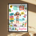Personalized Vertical Poster Custom Name Beach Girl Art Gift Poster GradoCreations