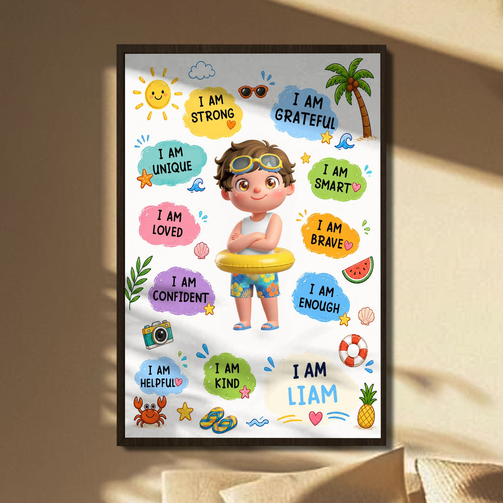 Personalized Positive Affirmations Poster Custom Name Gift for Kids Poster GradoCreations