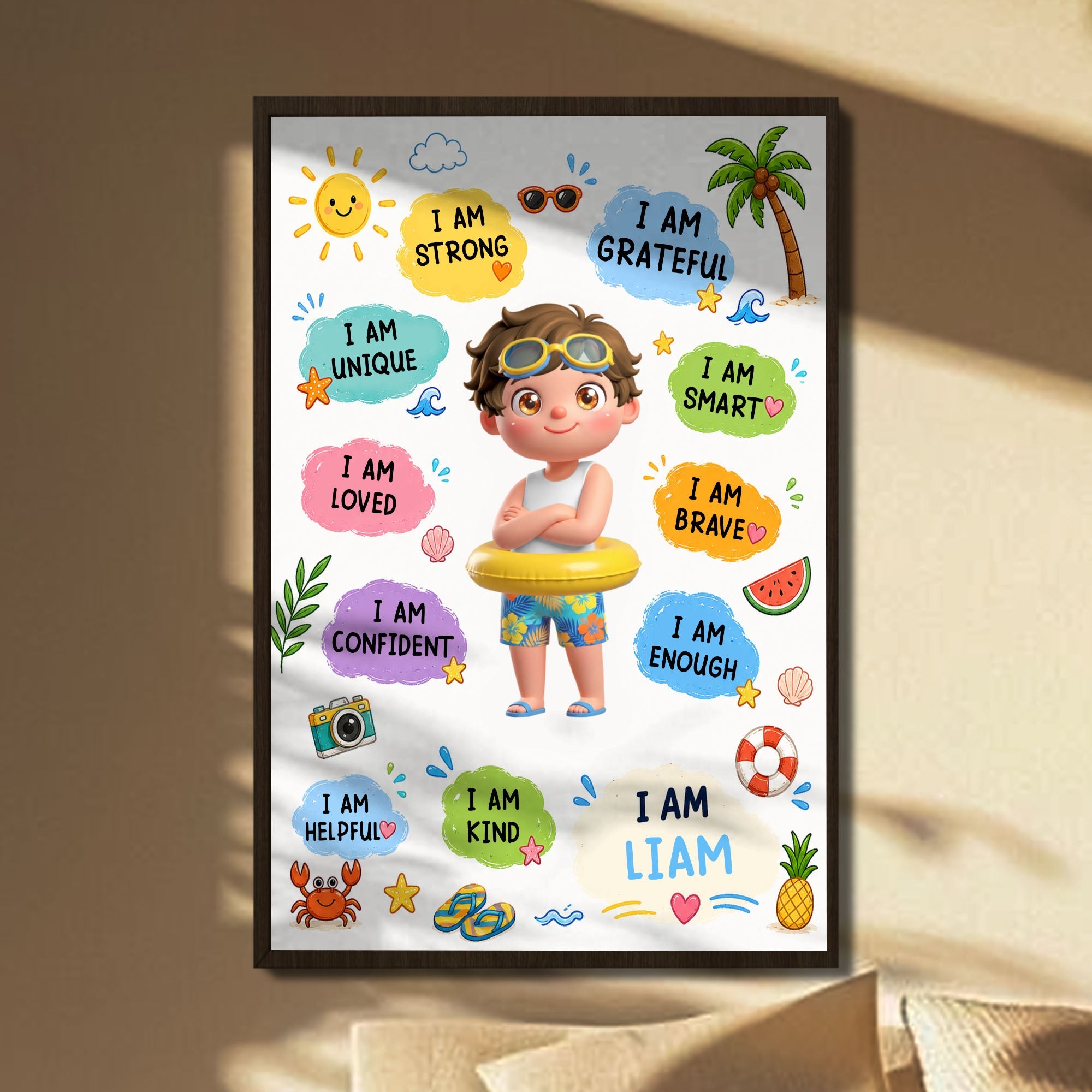 Personalized Positive Affirmations Poster Custom Name Gift for Kids Poster GradoCreations