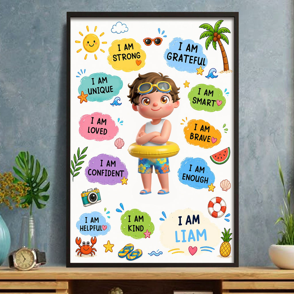 Personalized Positive Affirmations Poster Custom Name Gift for Kids Poster GradoCreations