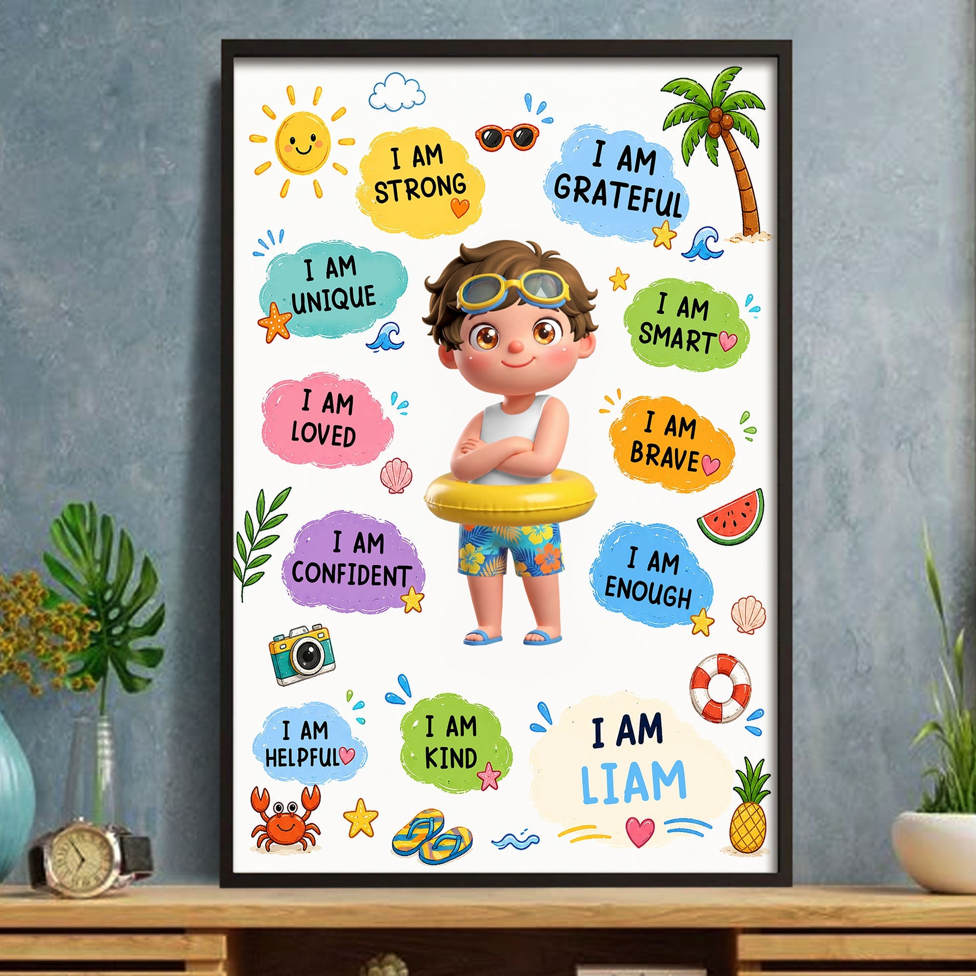 Personalized Positive Affirmations Poster Custom Name Gift for Kids Poster GradoCreations