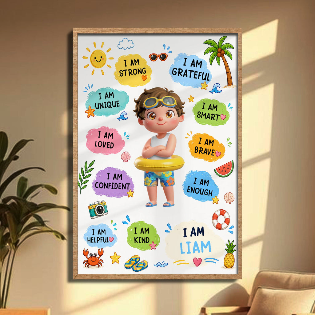 Personalized Positive Affirmations Poster Custom Name Gift for Kids Poster GradoCreations