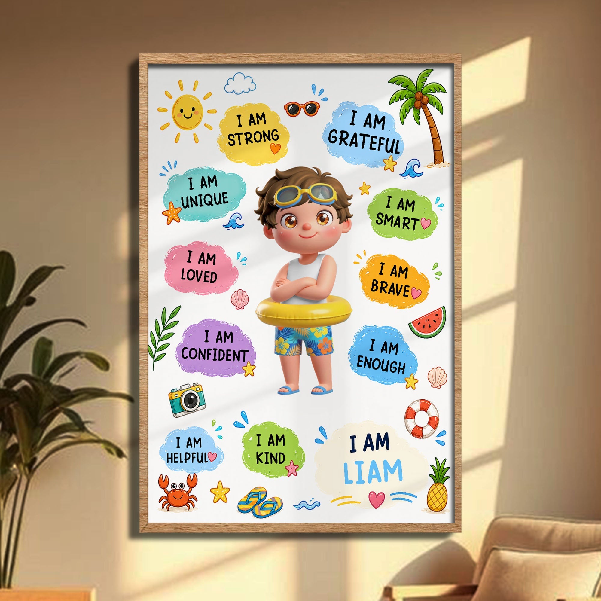 Personalized Positive Affirmations Poster Custom Name Gift for Kids Poster GradoCreations