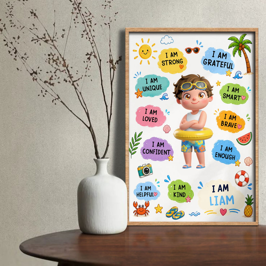 Personalized Positive Affirmations Poster Custom Name Gift for Kids Poster GradoCreations