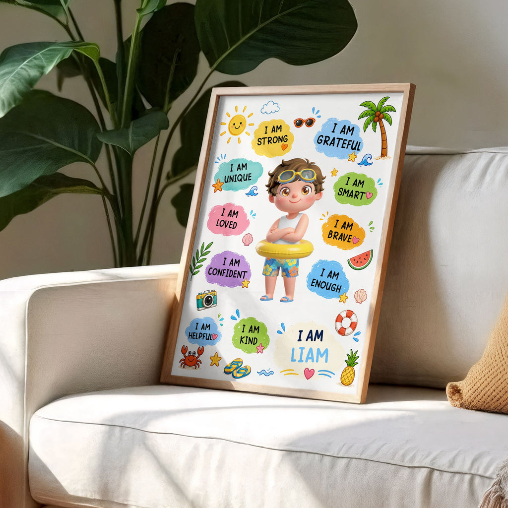 Personalized Positive Affirmations Poster Custom Name Gift for Kids Poster GradoCreations