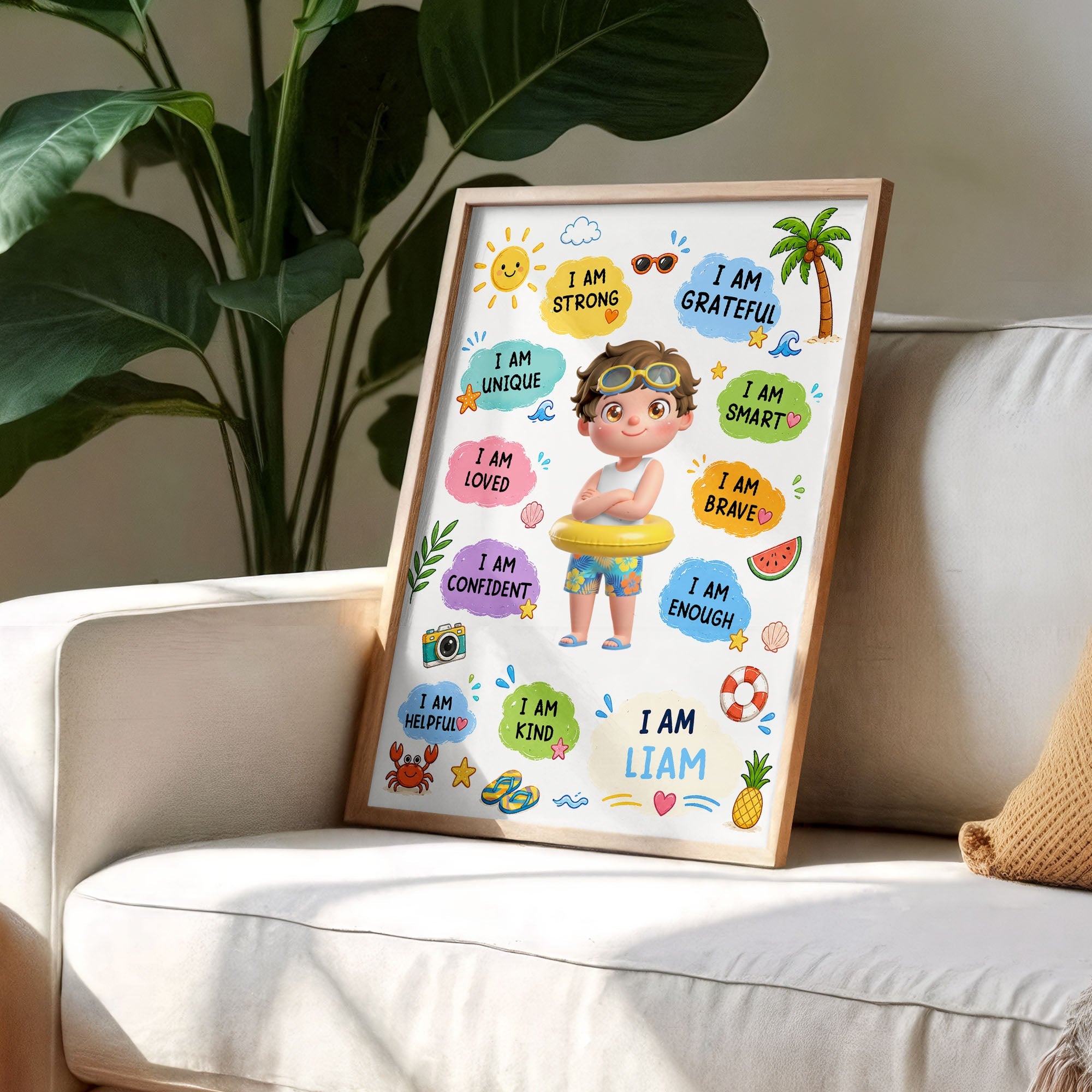 Personalized Positive Affirmations Poster Custom Name Gift for Kids Poster GradoCreations