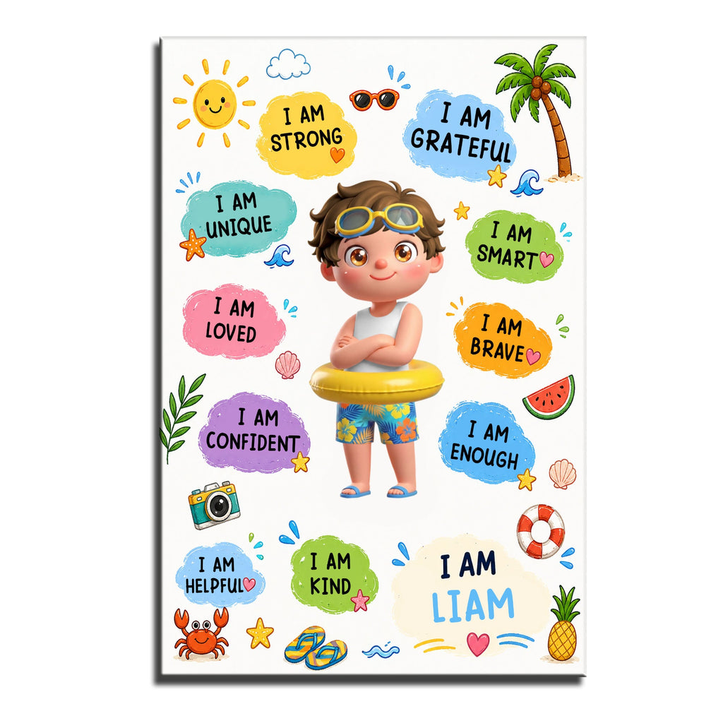 Personalized Positive Affirmations Poster Custom Name Gift for Kids Poster GradoCreations