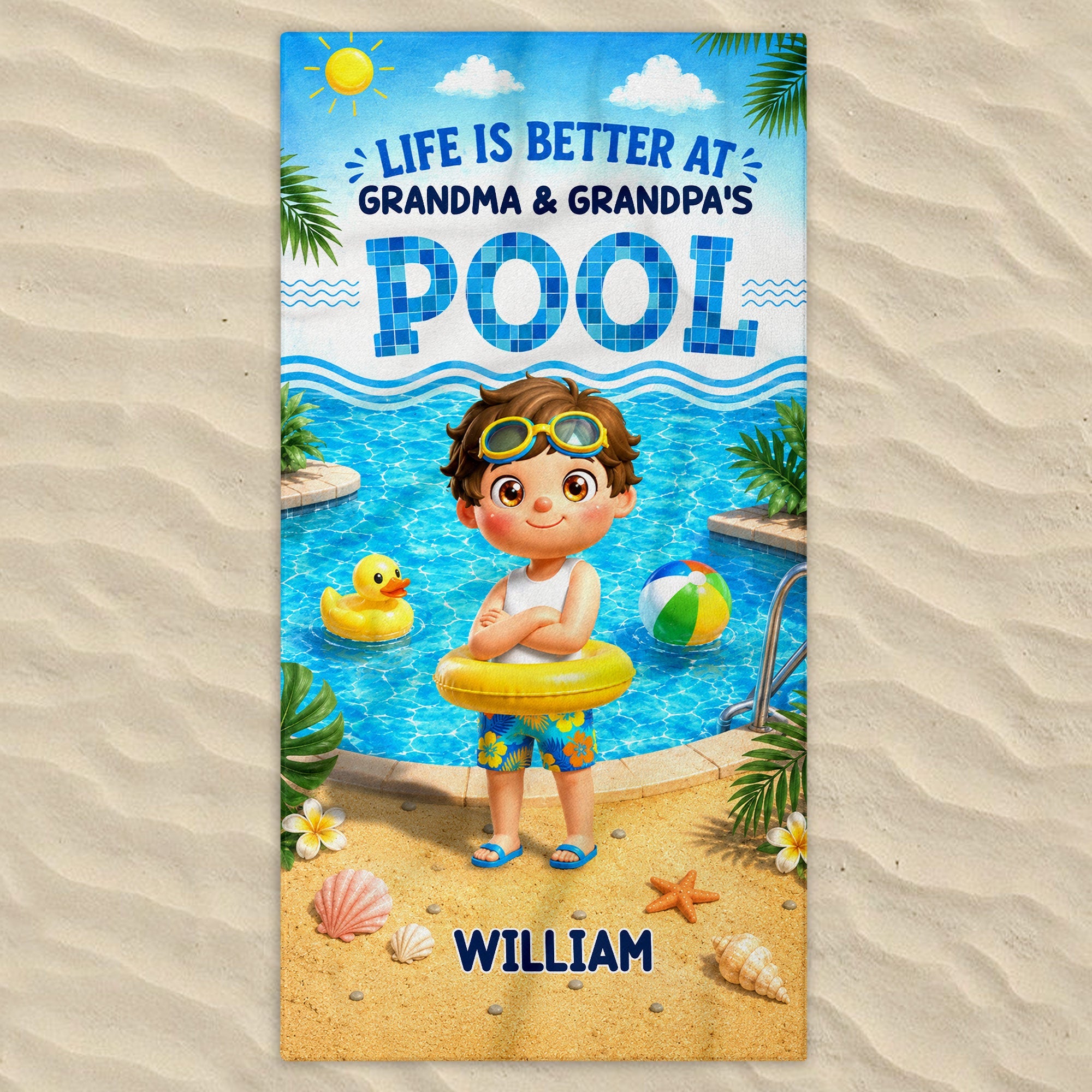Personalized Microfiber Beach Towel Gift for Grandma & Grandpa's Pool Beach Towels GradoCreations