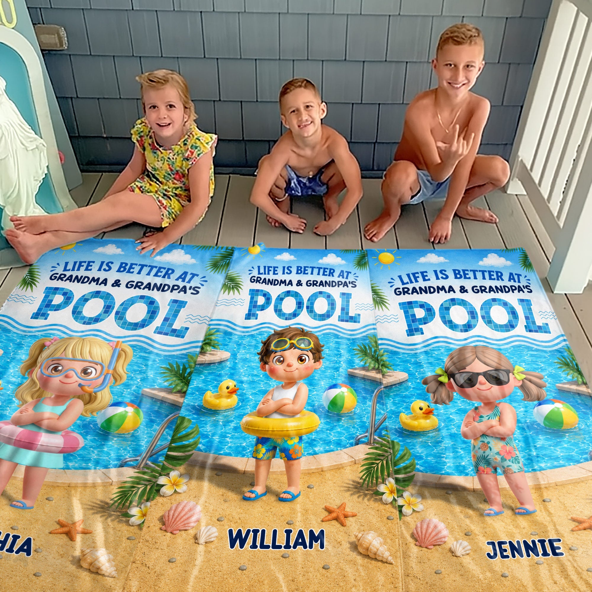 Personalized Microfiber Beach Towel Gift for Grandma & Grandpa's Pool Beach Towels GradoCreations