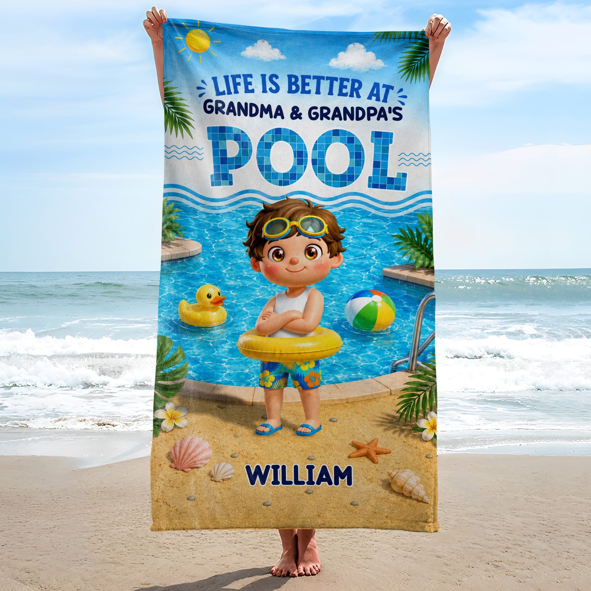 Personalized Microfiber Beach Towel Gift for Grandma & Grandpa's Pool Beach Towels GradoCreations