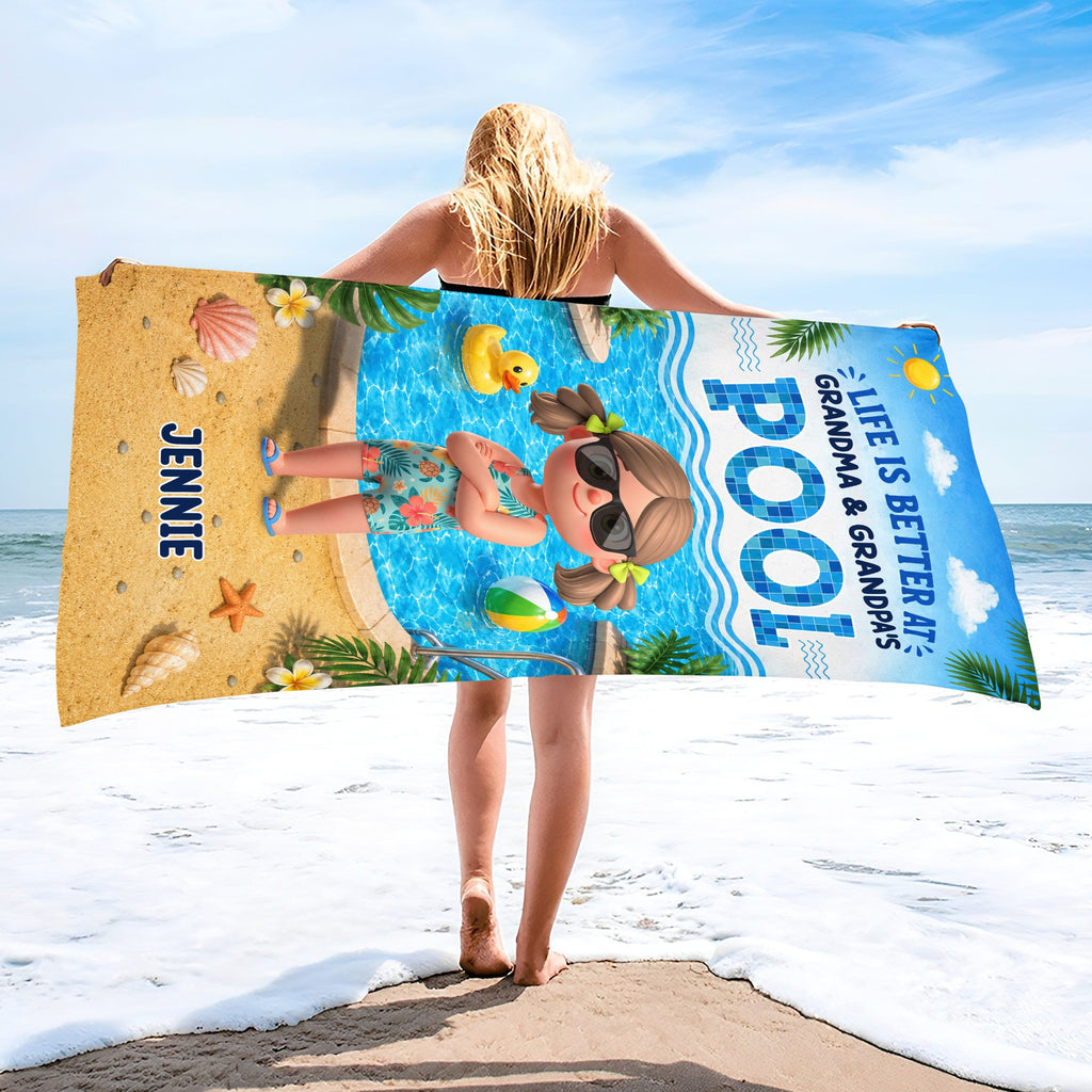 Personalized Microfiber Beach Towel Gift for Grandma & Grandpa's Pool Beach Towels GradoCreations
