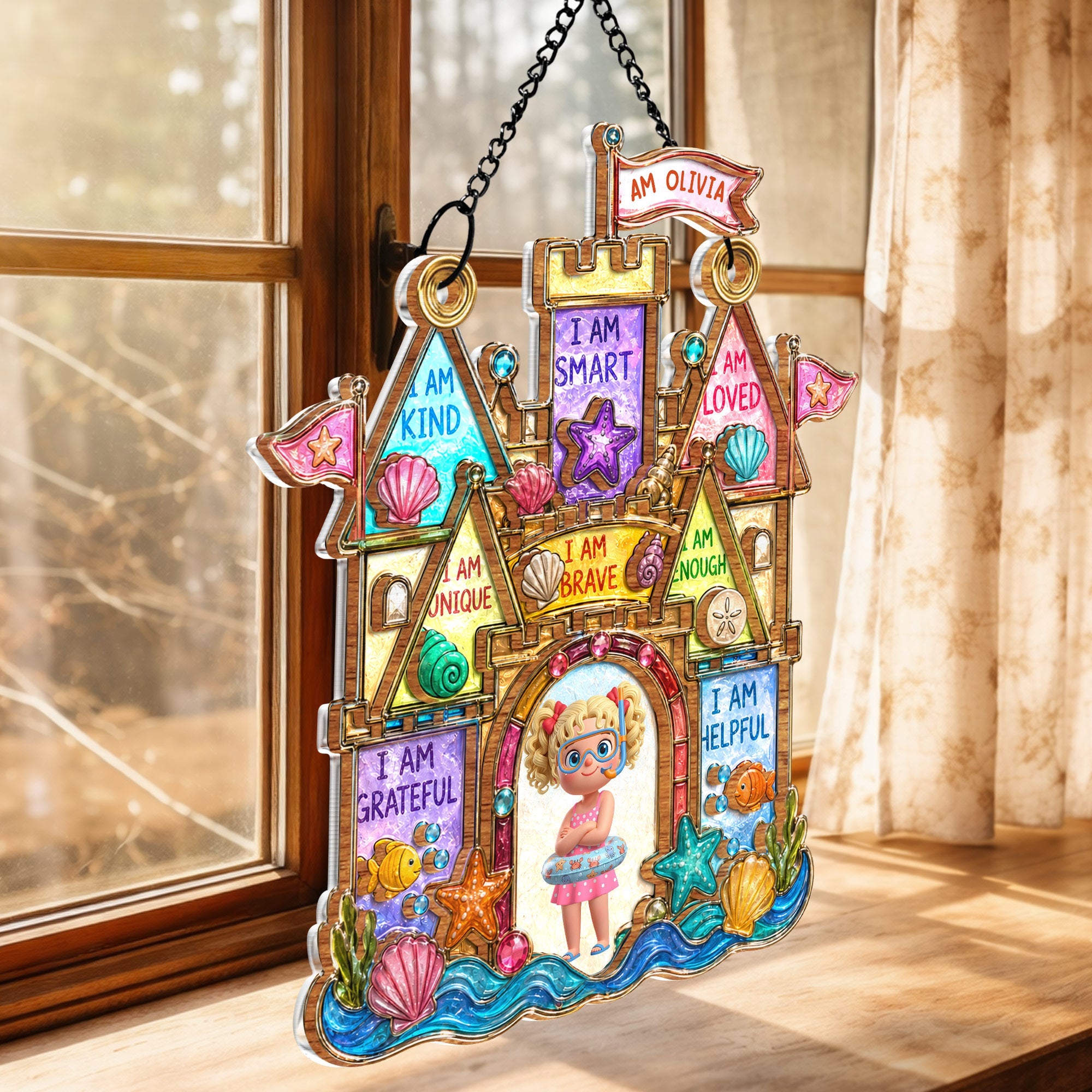 Personalized Affirmation Suncatcher Custom Name Gift for Kids Suncatcher GradoCreations
