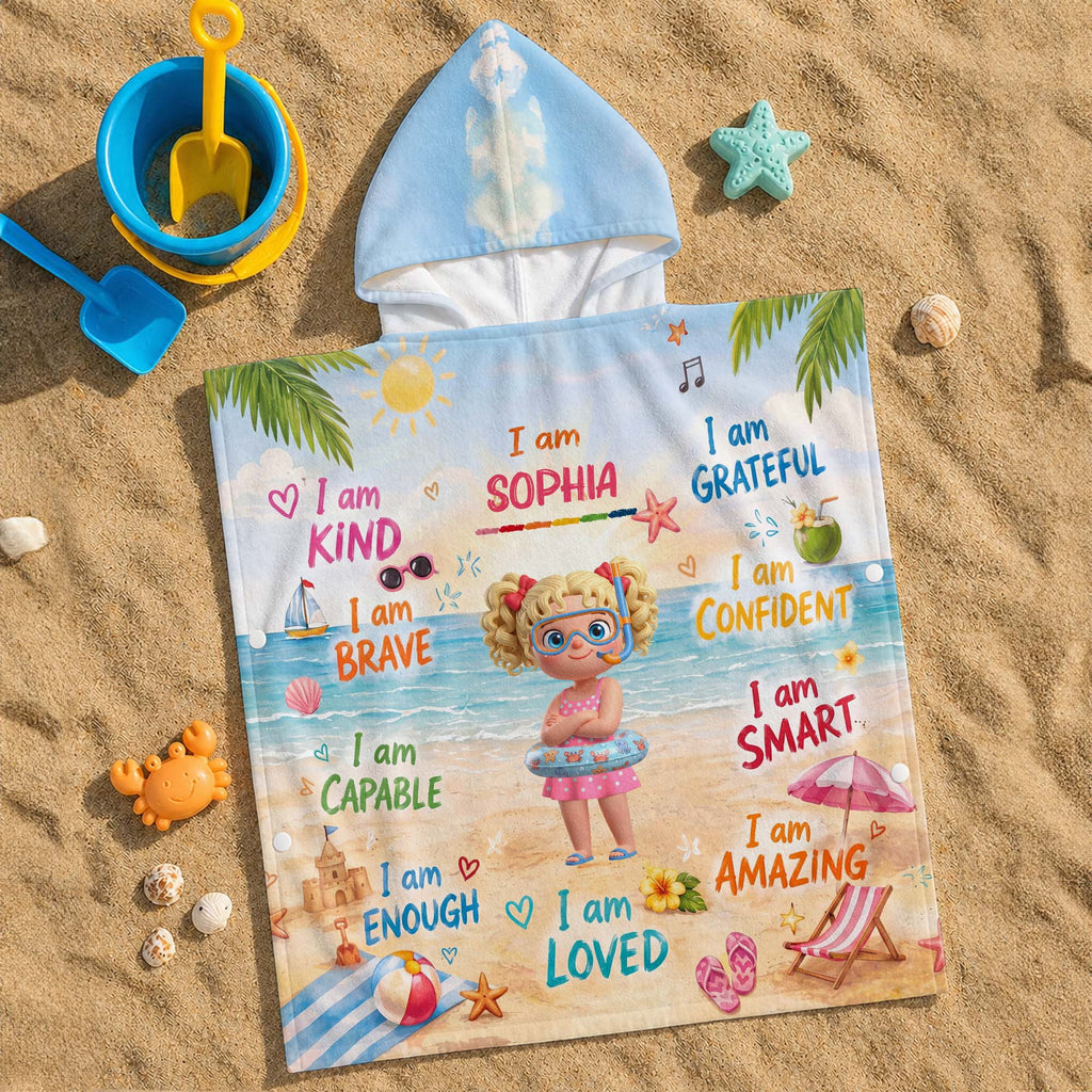 Personalized Kids Hooded Beach Towel Custom Name Gift Kids Hooded Beach Towel GradoCreations