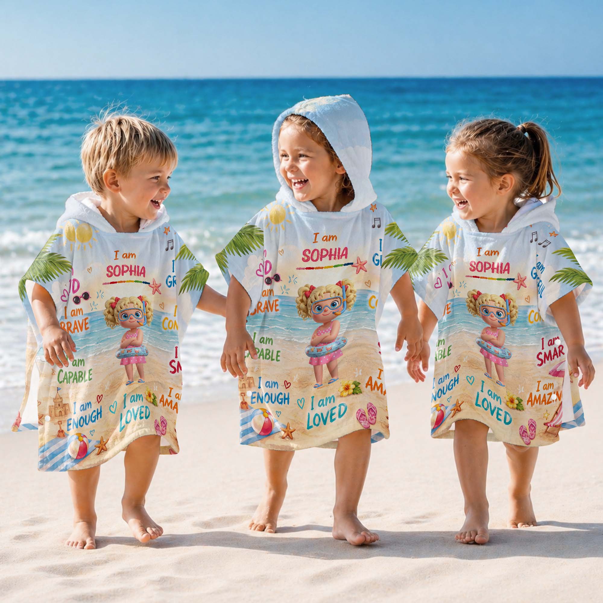 Personalized Kids Hooded Beach Towel Custom Name Gift Kids Hooded Beach Towel GradoCreations