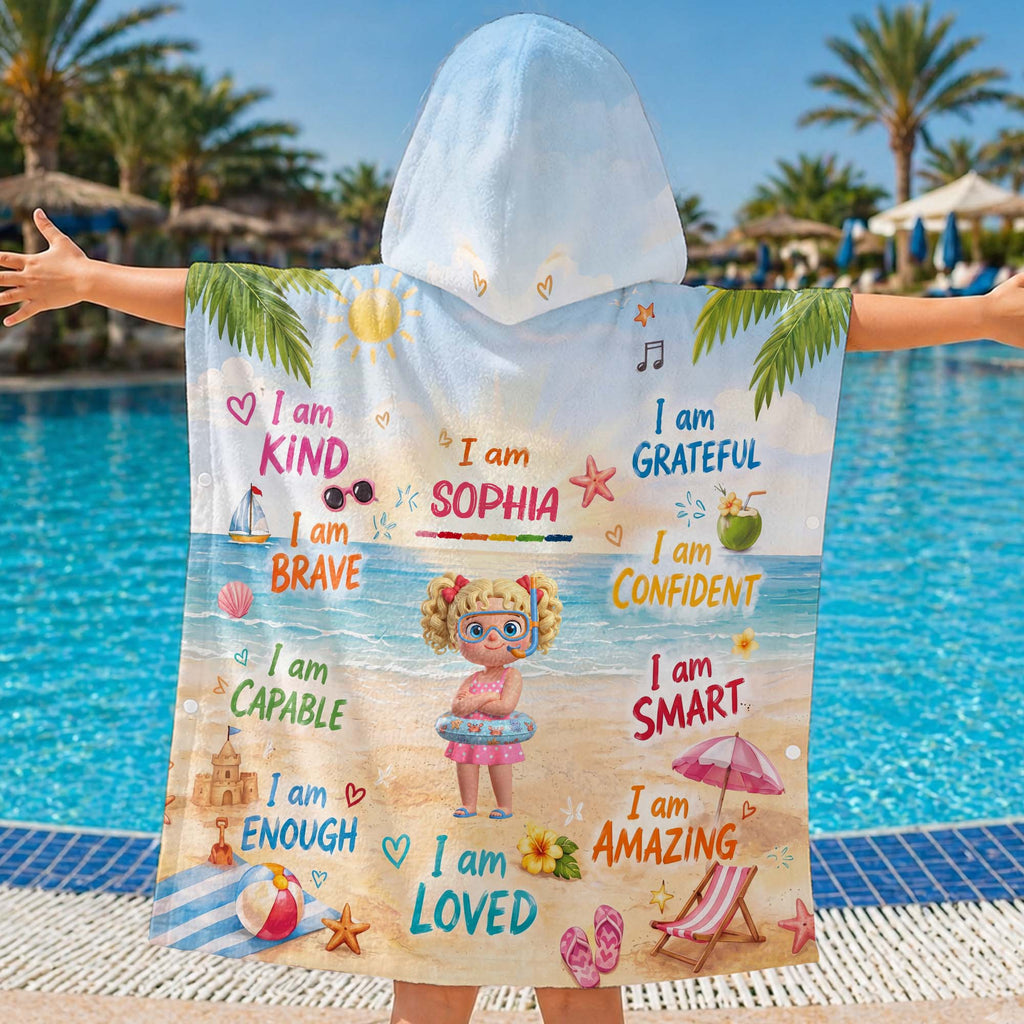 Personalized Kids Hooded Beach Towel Custom Name Gift Kids Hooded Beach Towel GradoCreations