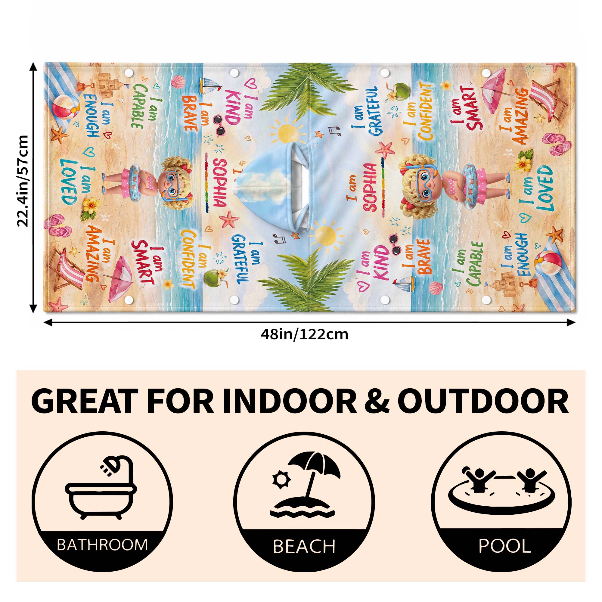 Personalized Kids Hooded Beach Towel Custom Name Gift Kids Hooded Beach Towel GradoCreations
