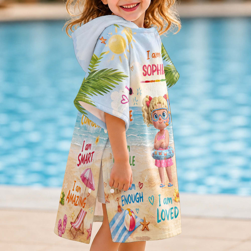 Personalized Kids Hooded Beach Towel Custom Name Gift Kids Hooded Beach Towel GradoCreations