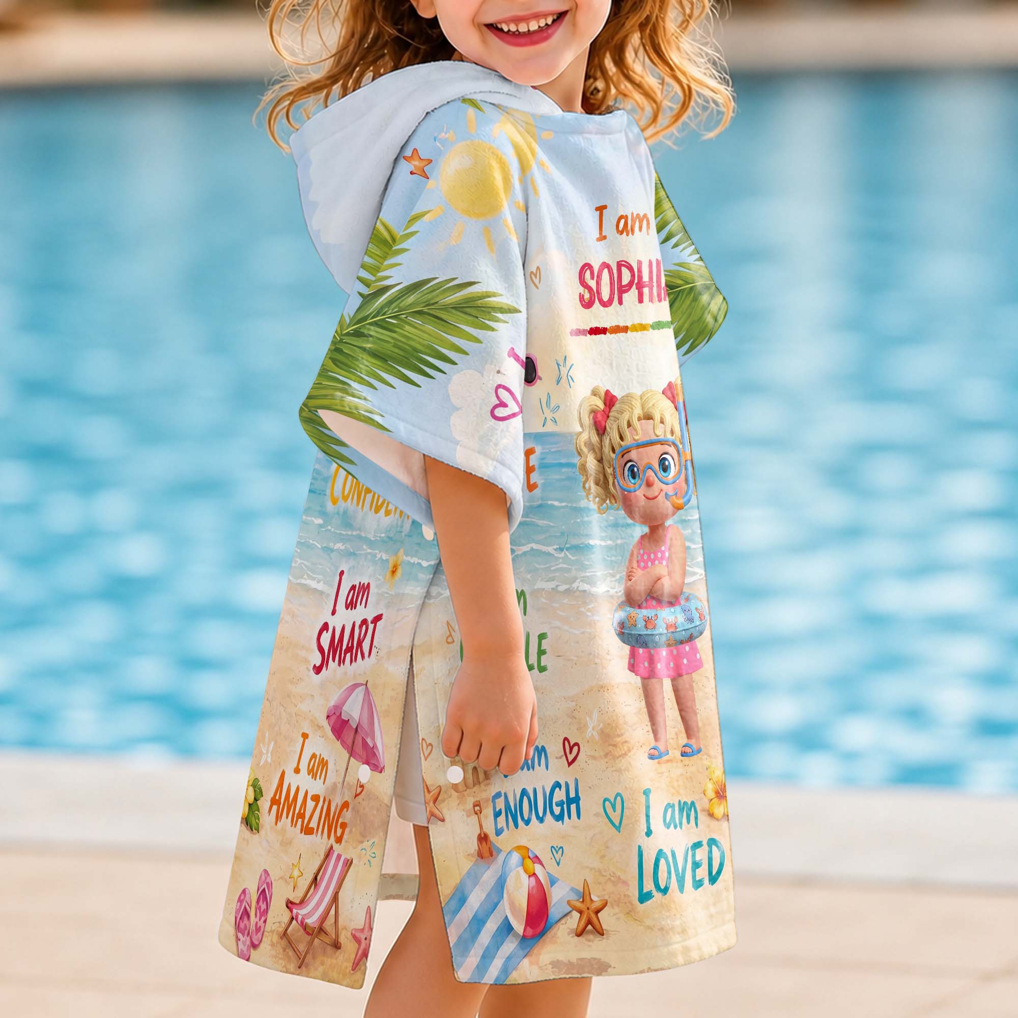Personalized Kids Hooded Beach Towel Custom Name Gift Kids Hooded Beach Towel GradoCreations