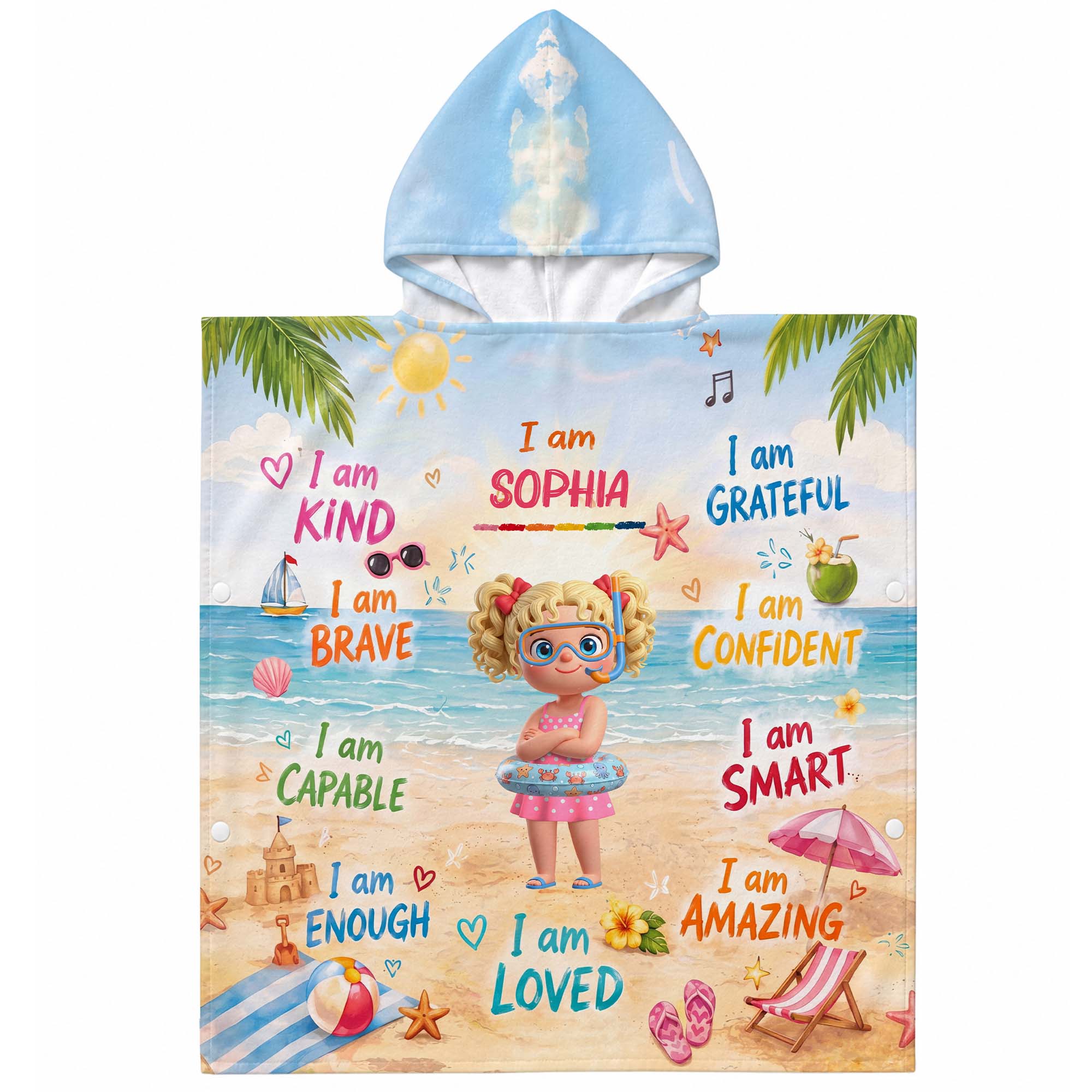 Personalized Kids Hooded Beach Towel Custom Name Gift Kids Hooded Beach Towel GradoCreations
