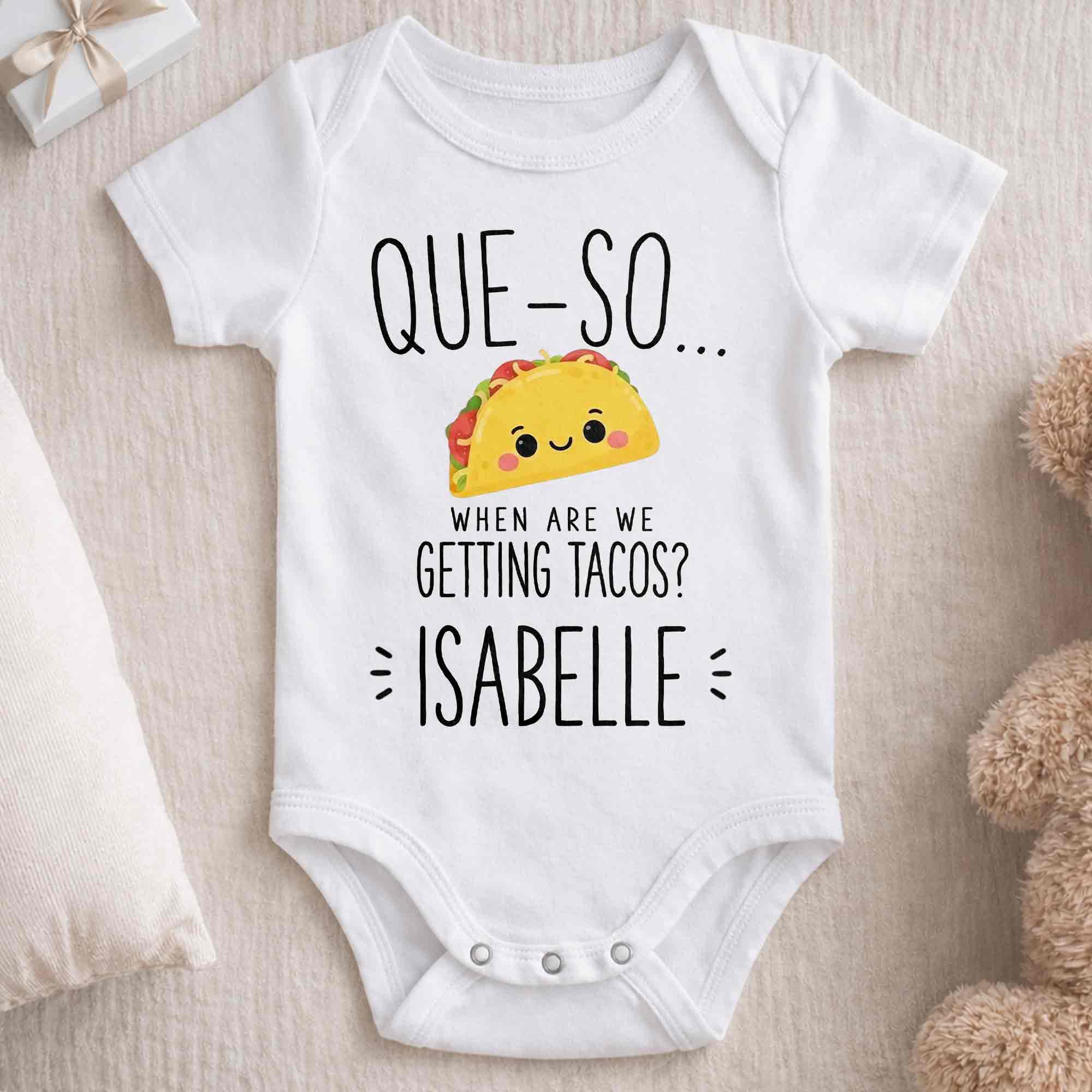Personalized Cute Taco Baby Onesie Custom Name Gift for Kids Baby Onesie GradoCreations