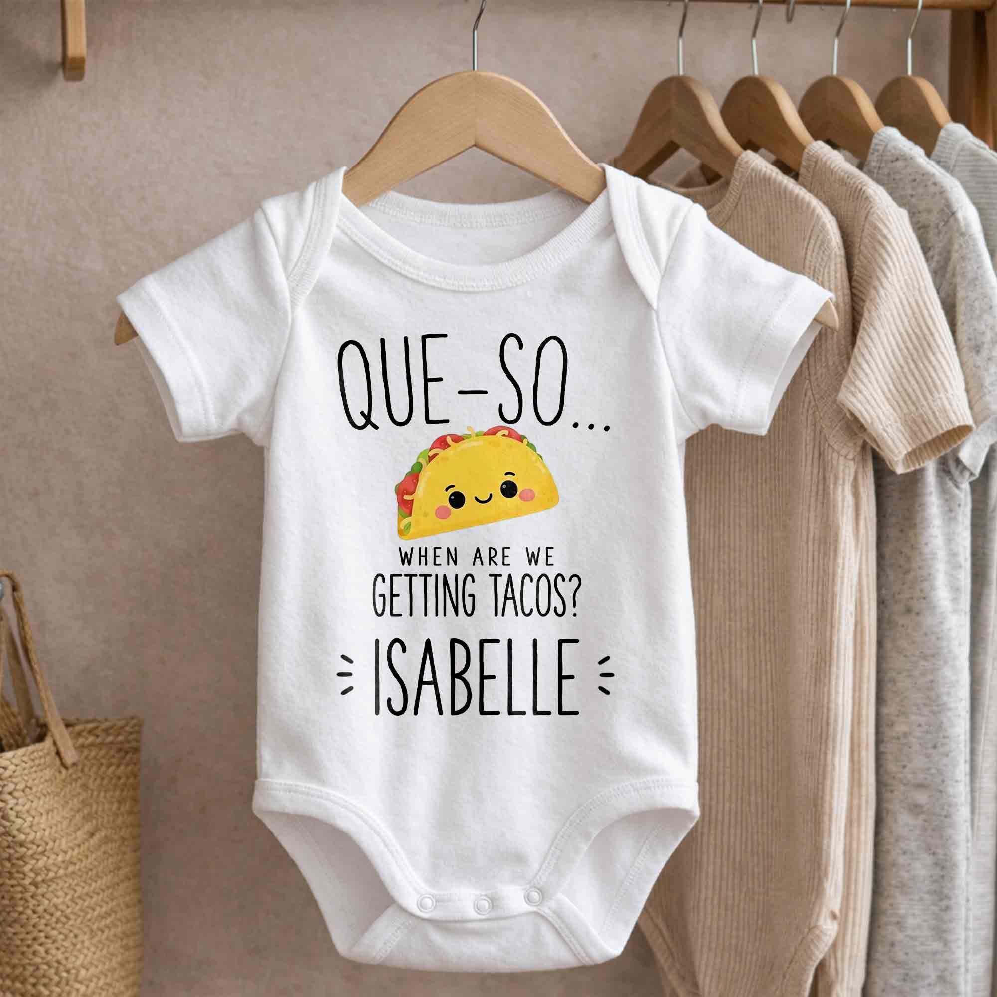 Personalized Cute Taco Baby Onesie Custom Name Gift for Kids Baby Onesie GradoCreations