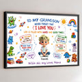 Personalized Horizontal Poster Gift for Grandson Custom Art Poster GradoCreations