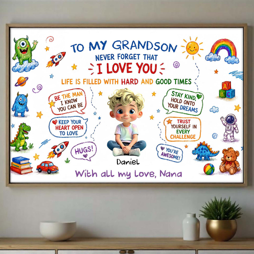 Personalized Horizontal Poster Gift for Grandson Custom Art Poster GradoCreations