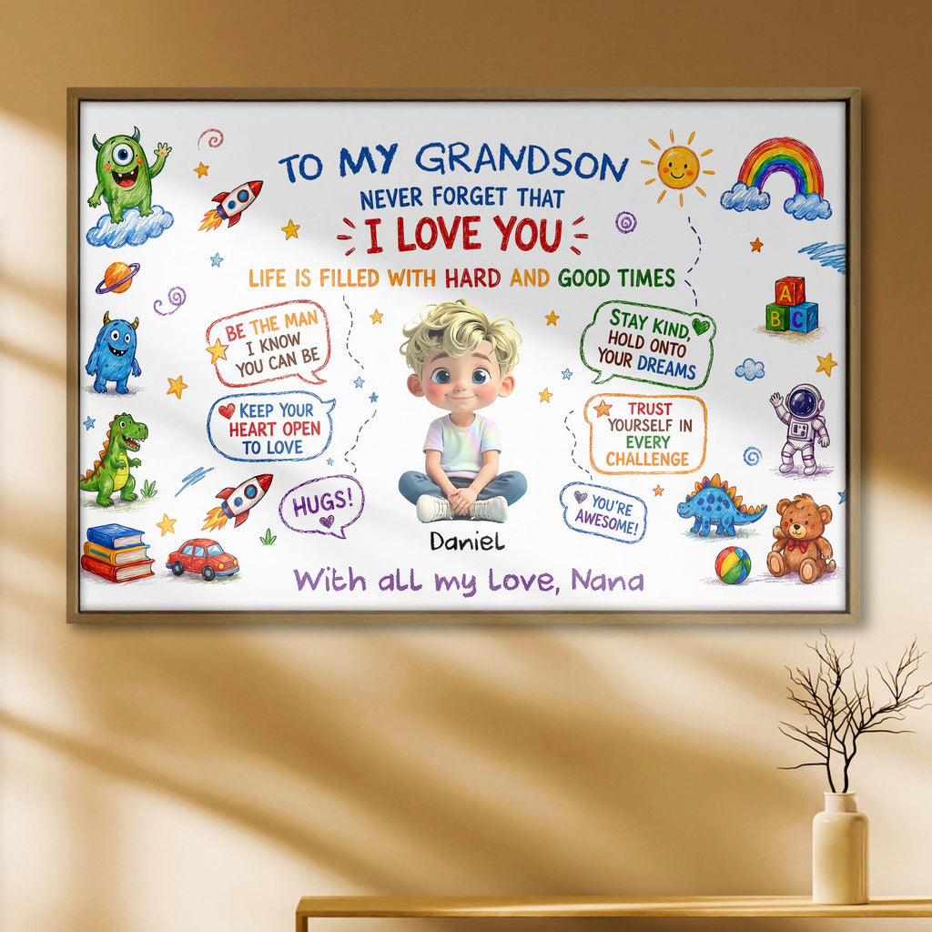 Personalized Horizontal Poster Gift for Grandson Custom Art Poster GradoCreations