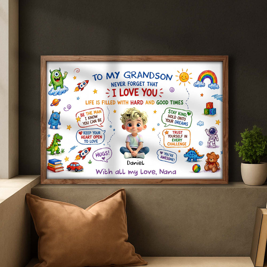 Personalized Horizontal Poster Gift for Grandson Custom Art Poster GradoCreations