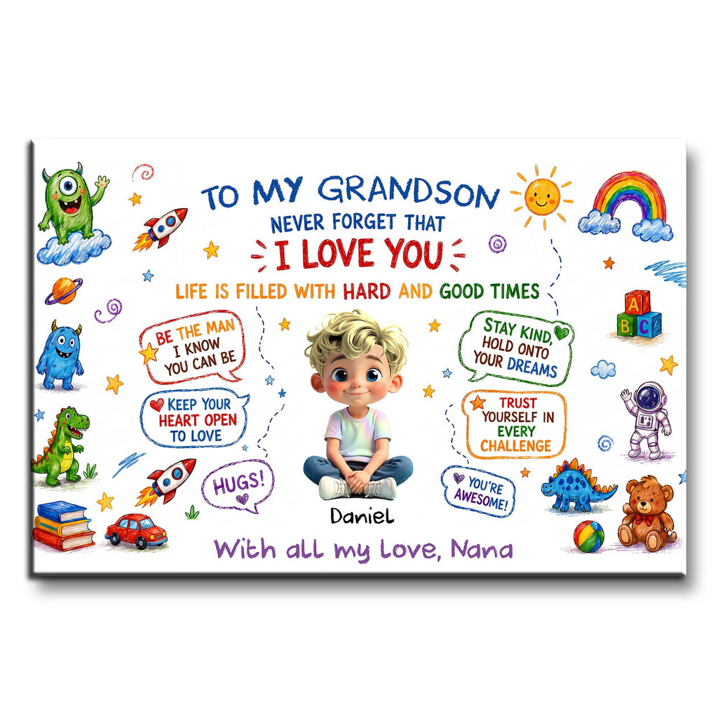 Personalized Horizontal Poster Gift for Grandson Custom Art Poster GradoCreations