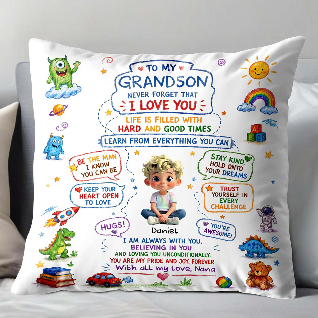 Personalized Dinosaur Pillow Custom Message Gift for Grandson Pillow GradoCreations