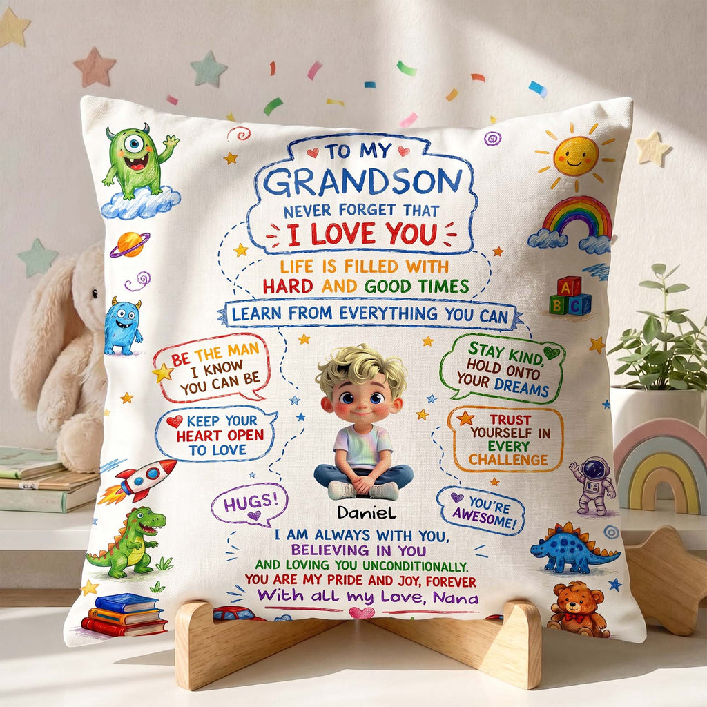 Personalized Dinosaur Pillow Custom Message Gift for Grandson Pillow GradoCreations