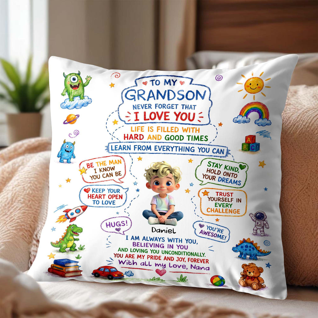 Personalized Dinosaur Pillow Custom Message Gift for Grandson Pillow GradoCreations