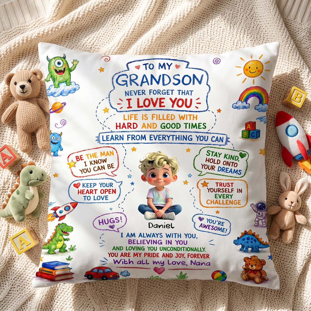 Personalized Dinosaur Pillow Custom Message Gift for Grandson Pillow GradoCreations