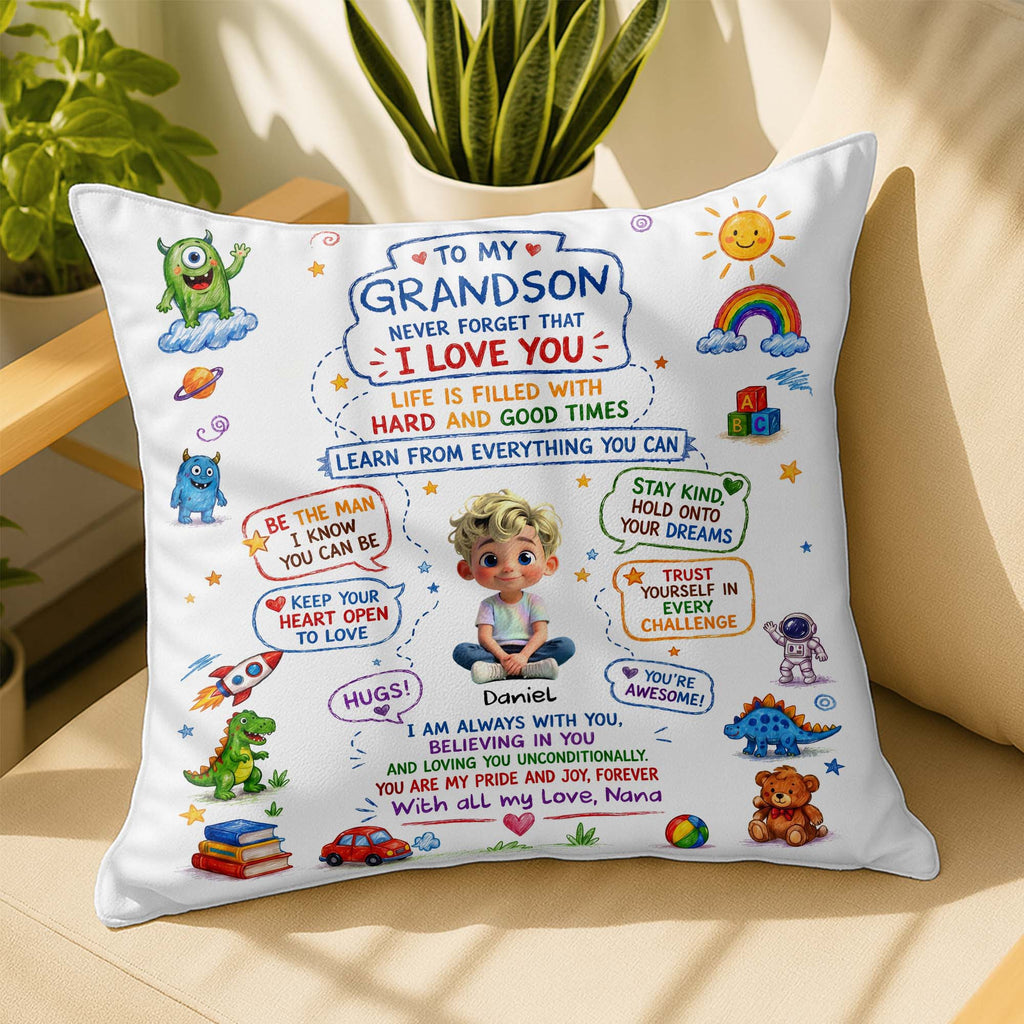 Personalized Dinosaur Pillow Custom Message Gift for Grandson Pillow GradoCreations