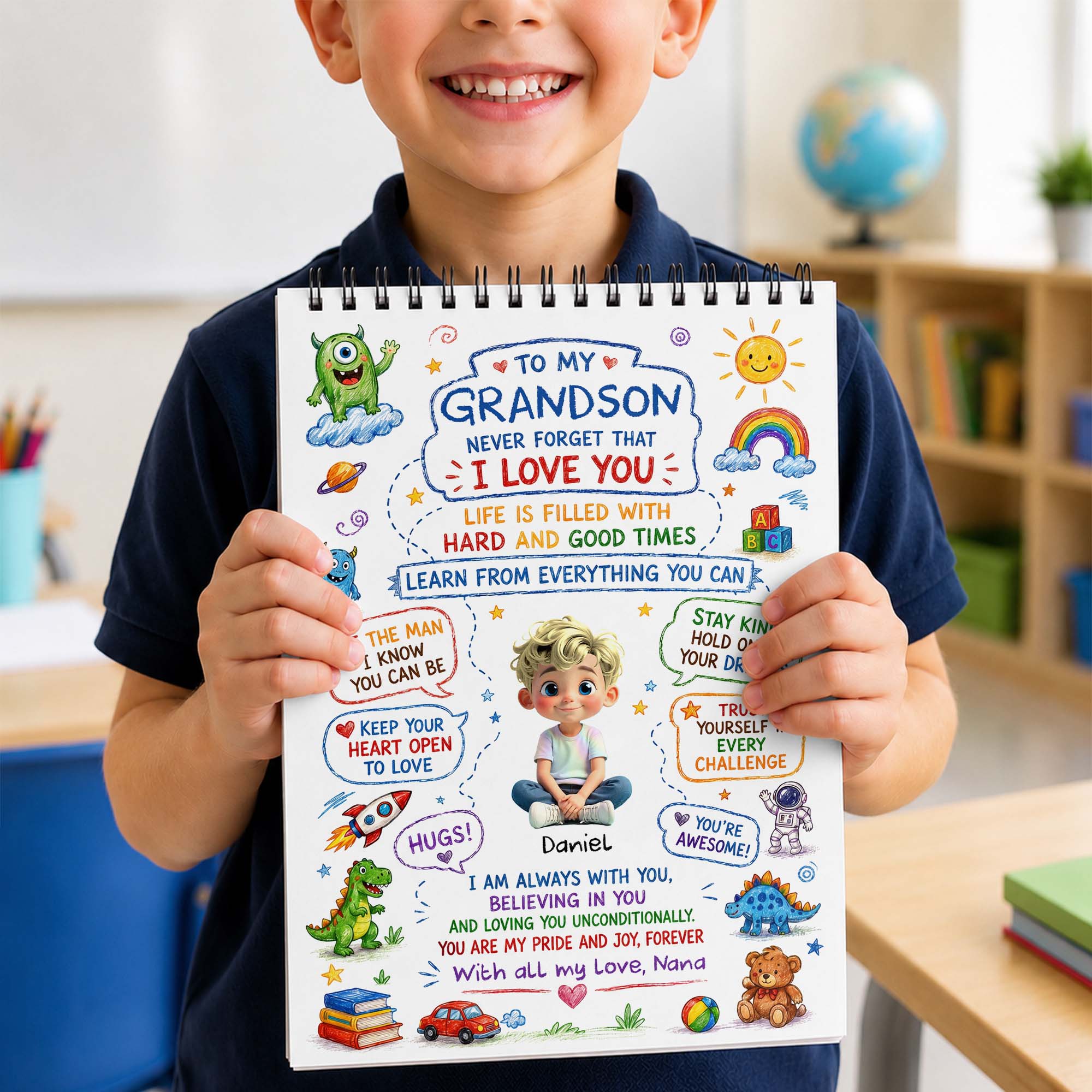 Personalized Sketch Book for Grandson with Dinosaurs Gift Sketch Book GradoCreations