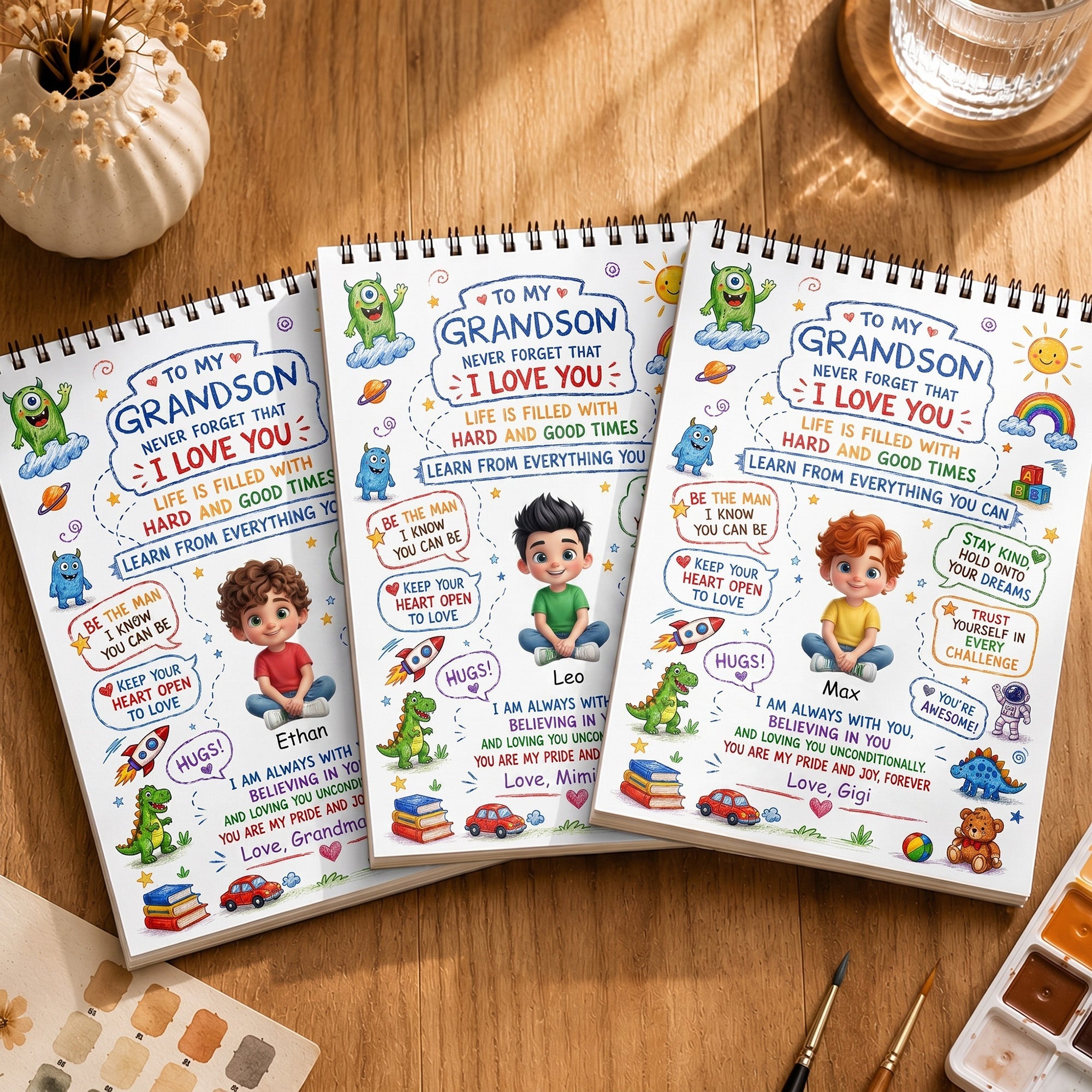 Personalized Sketch Book for Grandson with Dinosaurs Gift Sketch Book GradoCreations