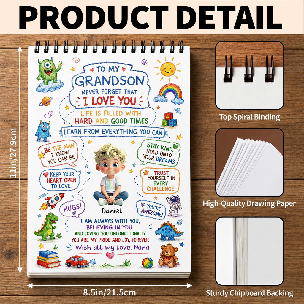 Personalized Sketch Book for Grandson with Dinosaurs Gift Sketch Book GradoCreations