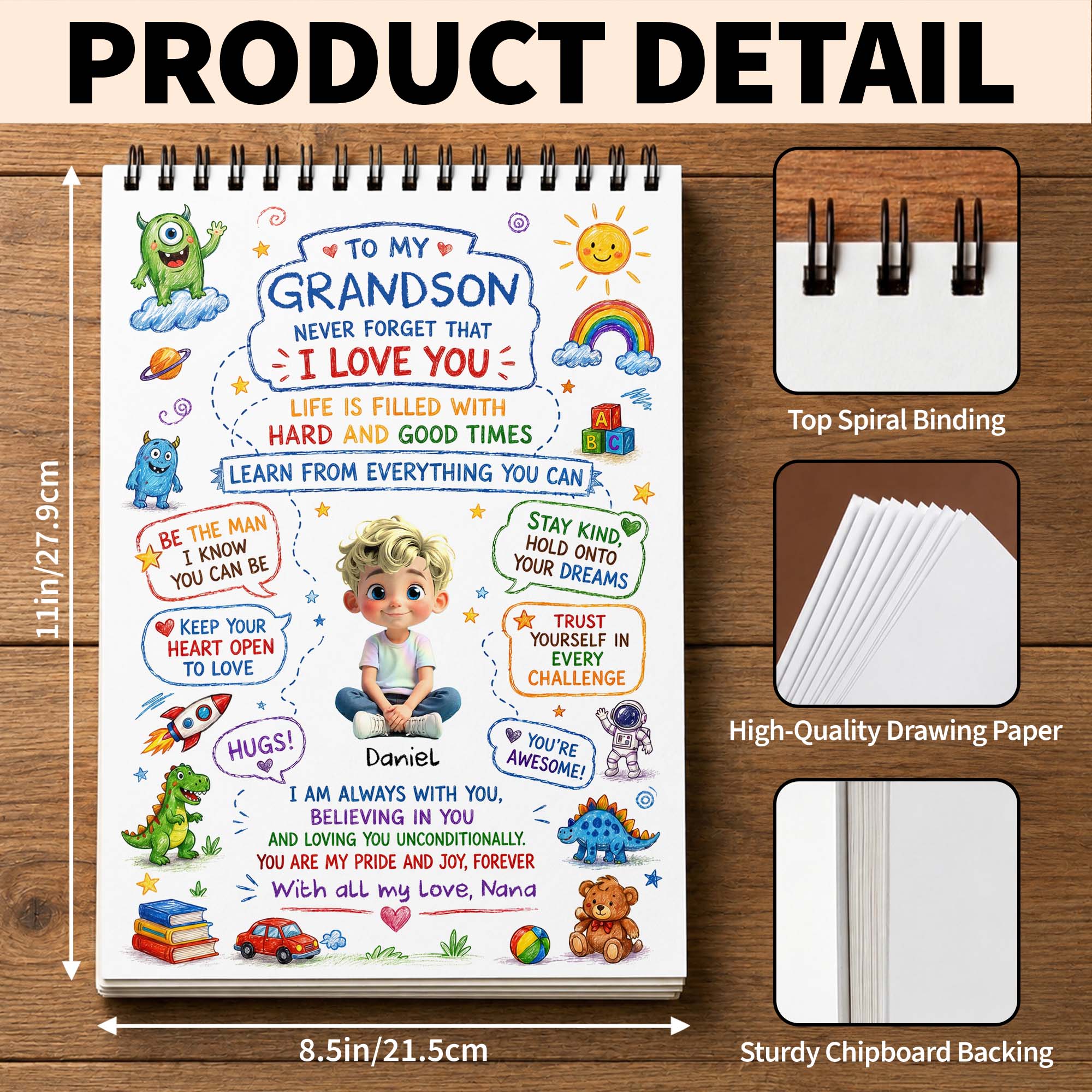 Personalized Sketch Book for Grandson with Dinosaurs Gift Sketch Book GradoCreations