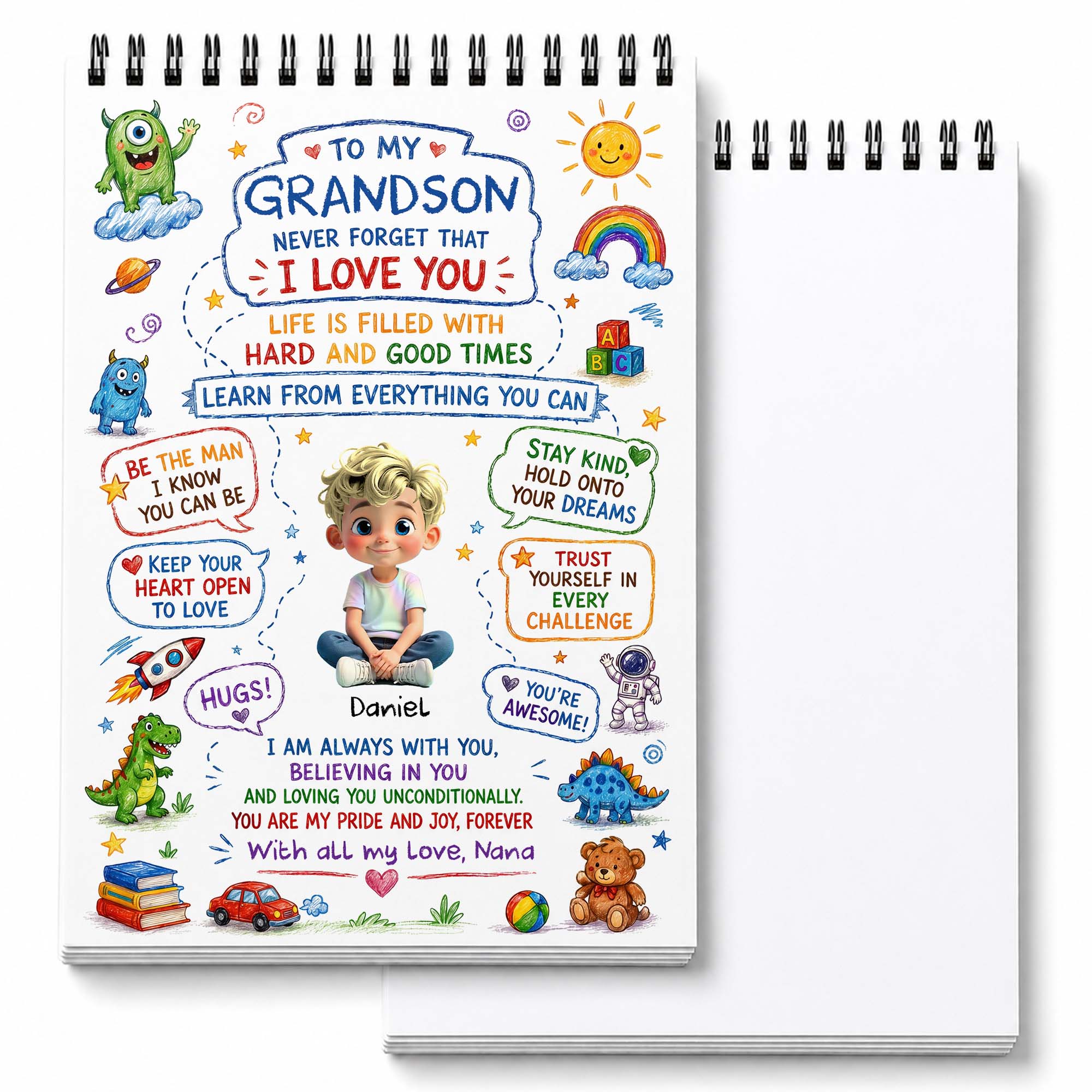 Personalized Sketch Book for Grandson with Dinosaurs Gift Sketch Book GradoCreations