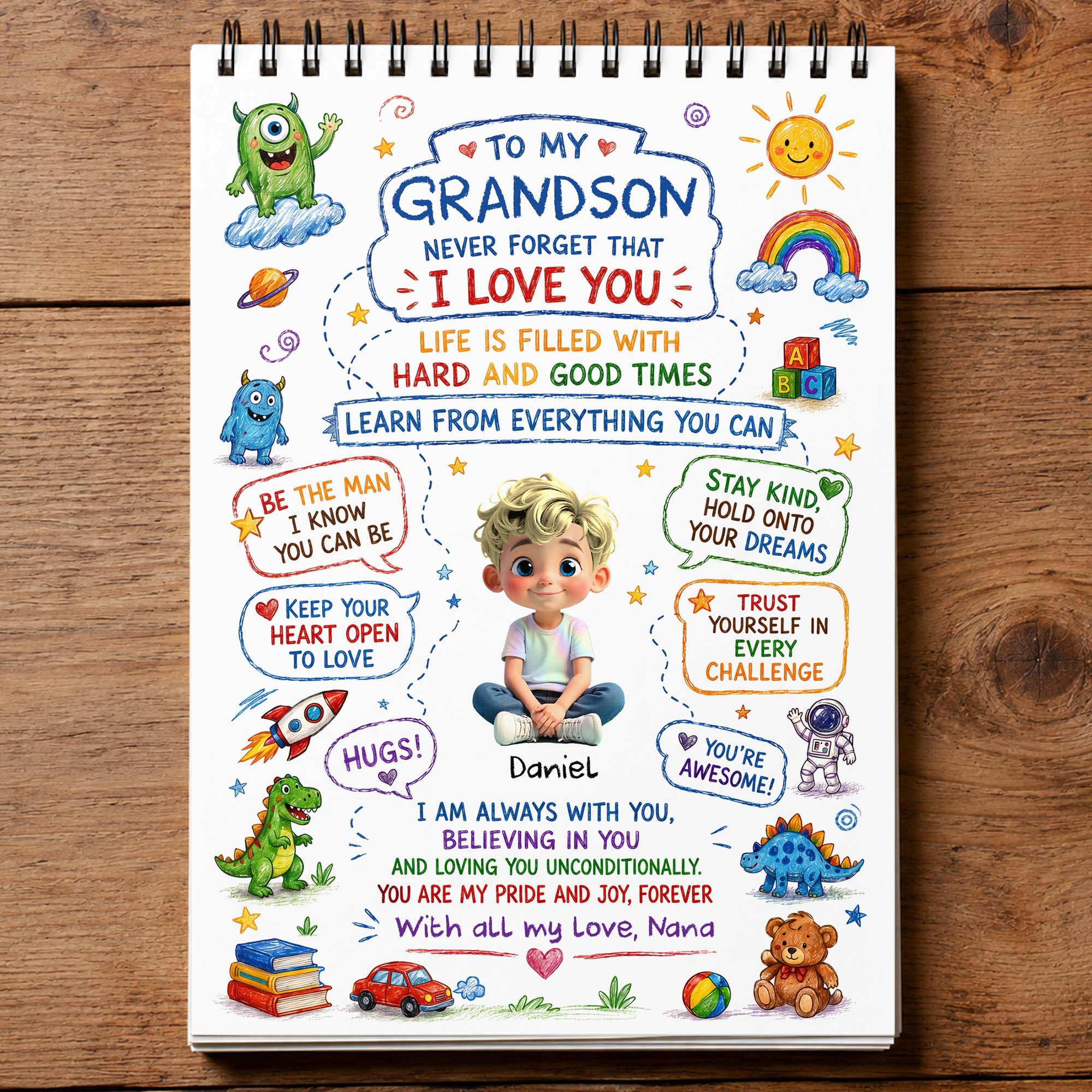 Personalized Sketch Book for Grandson with Dinosaurs Gift Sketch Book GradoCreations