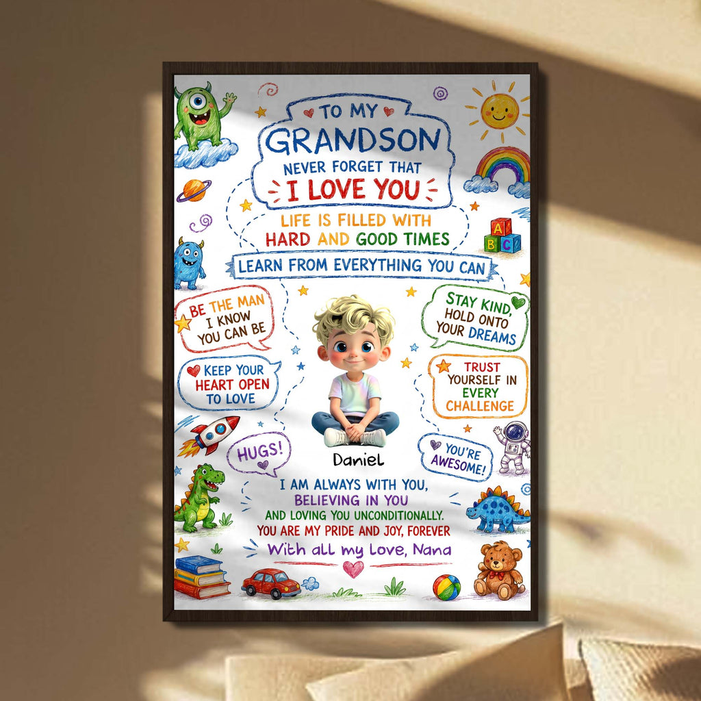 Personalized Custom Vertical Poster for Grandson - Unique Gift Poster GradoCreations