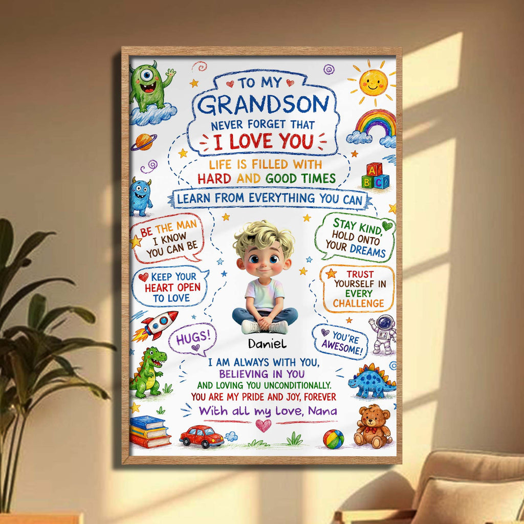 Personalized Custom Vertical Poster for Grandson - Unique Gift Poster GradoCreations