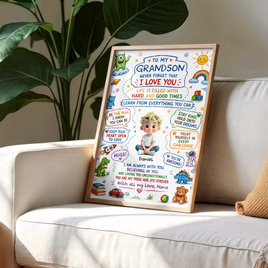 Personalized Custom Vertical Poster for Grandson - Unique Gift Poster GradoCreations