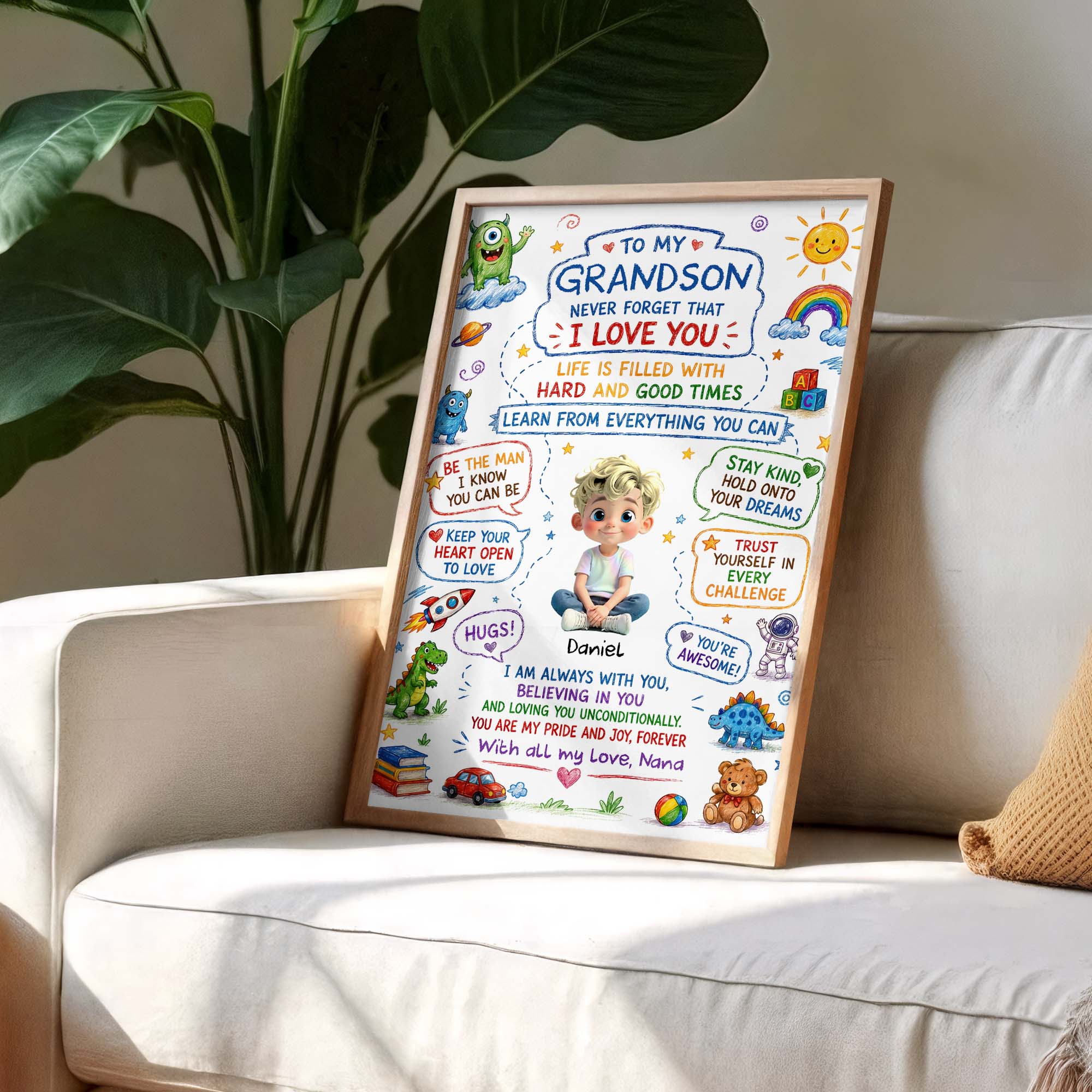 Personalized Custom Vertical Poster for Grandson - Unique Gift Poster GradoCreations