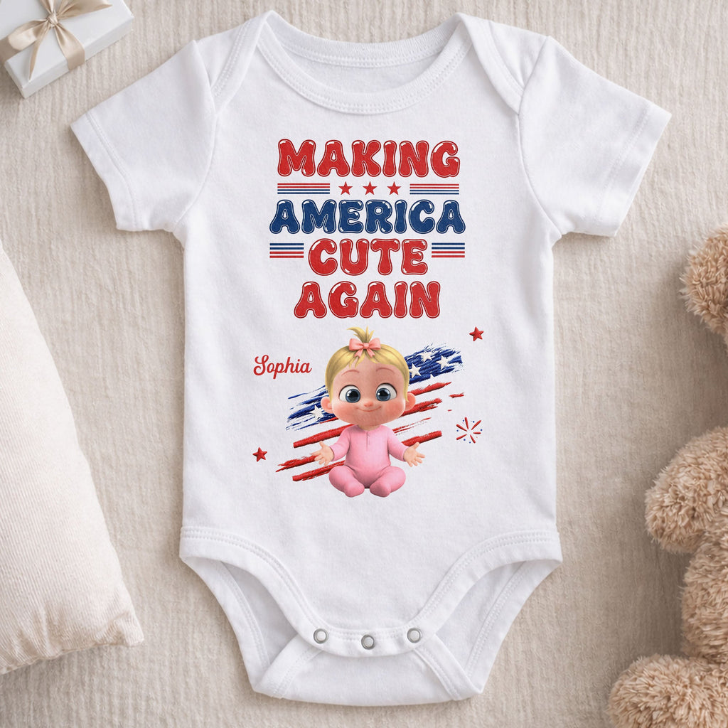 Personalized Baby Onesie Custom Name American Flag Gift Baby Onesie GradoCreations