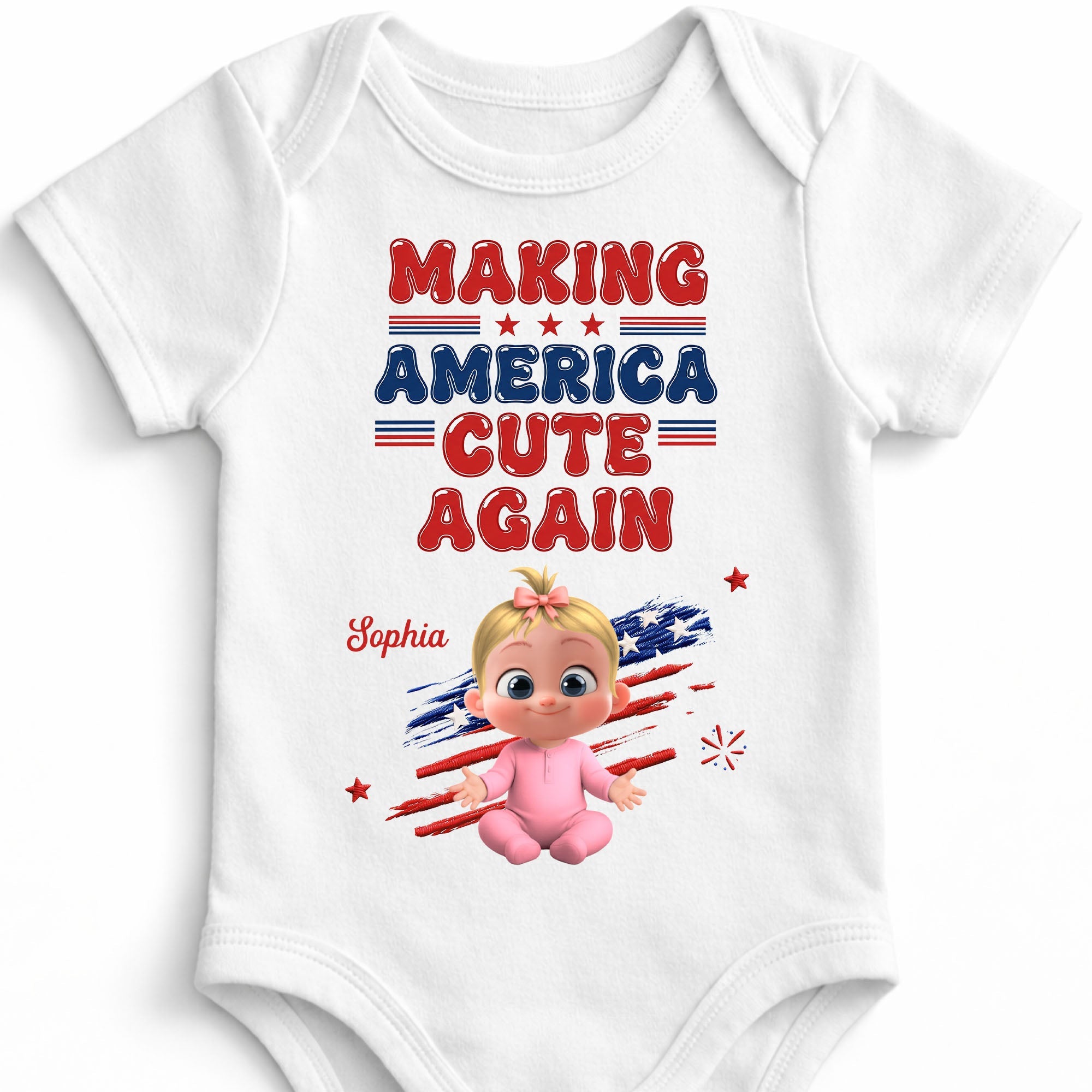 Personalized Baby Onesie Custom Name American Flag Gift Baby Onesie GradoCreations