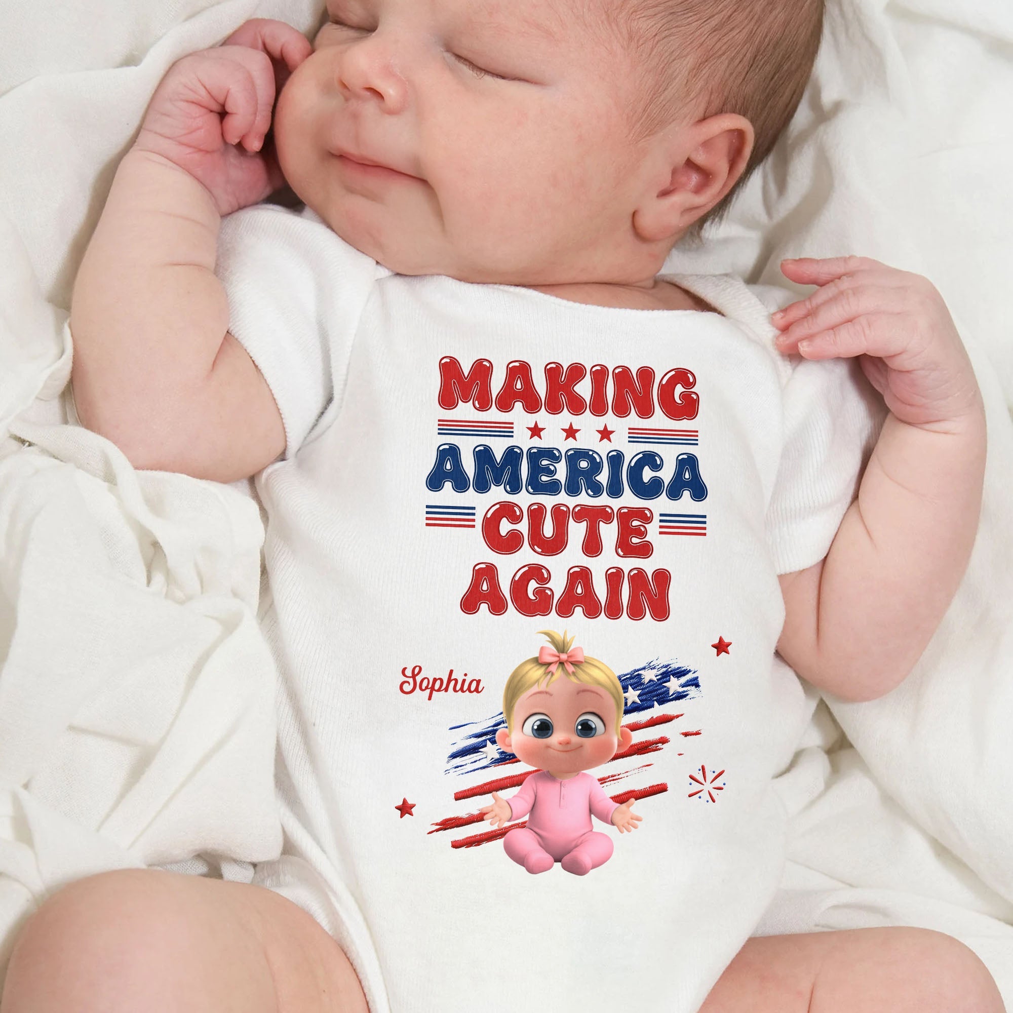 Personalized Baby Onesie Custom Name American Flag Gift Baby Onesie GradoCreations
