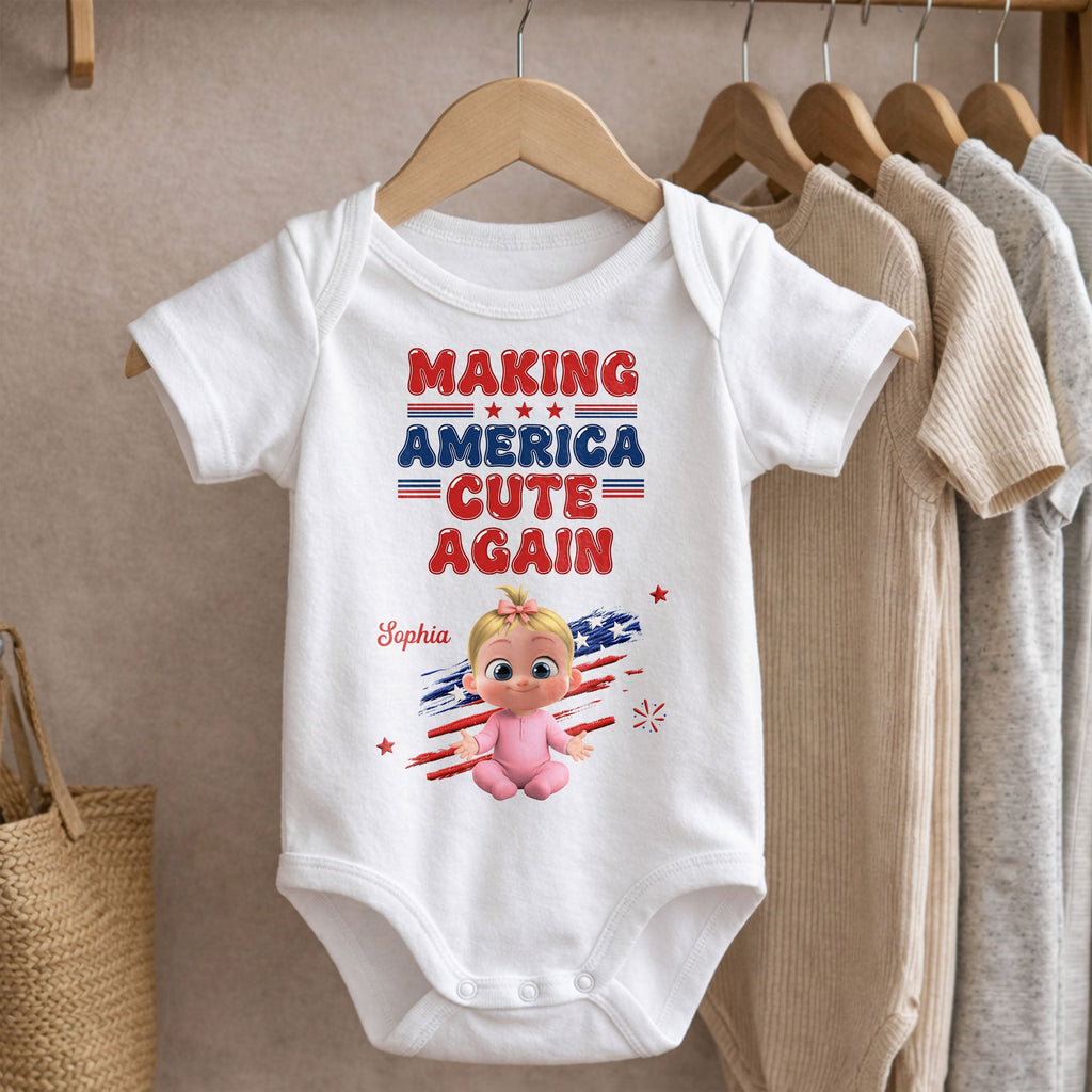 Personalized Baby Onesie Custom Name American Flag Gift Baby Onesie GradoCreations